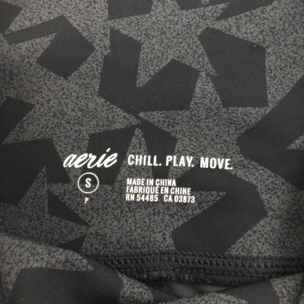 Aerie Leggings High-Waisted Black Printed Star Pattern Chill Play Move S - Picture 2 of 11